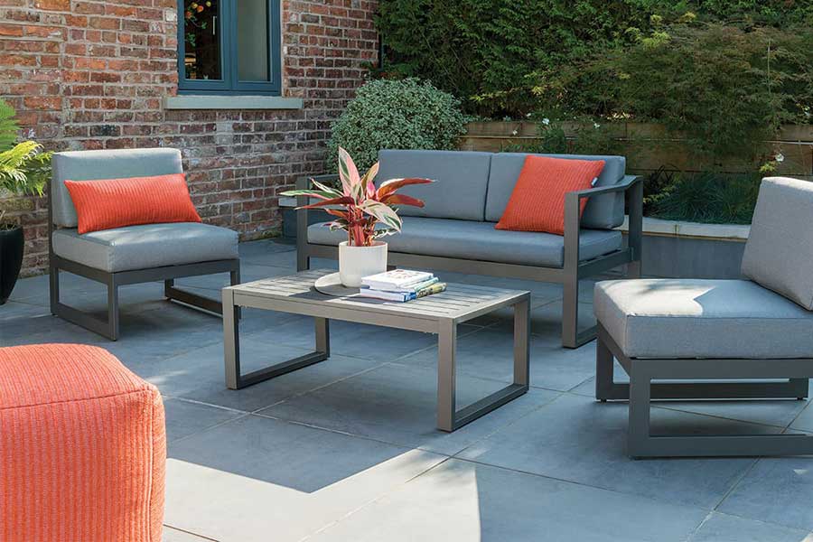 Kettler Menos outdoor weather proof cushions and pouffe 